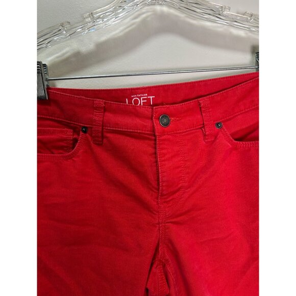 Ann Taylor Loft Modern Skinny Red Corduroy Pants Sz 4 Sleek Versatile Essential - Picture 7 of 9